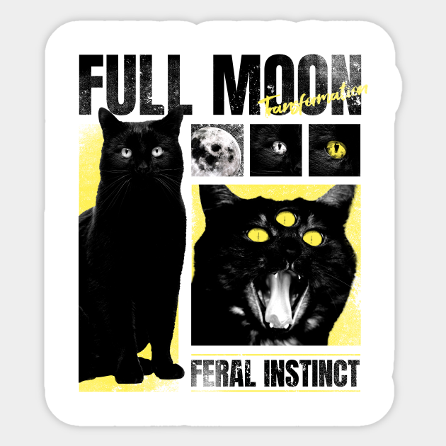 Black Cat Full Moon Black Cat Sticker TeePublic